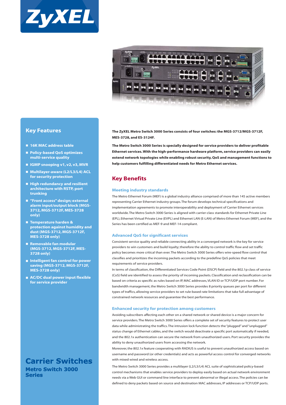 ZyXEL Communications MES-3728 User Manual | 6 pages