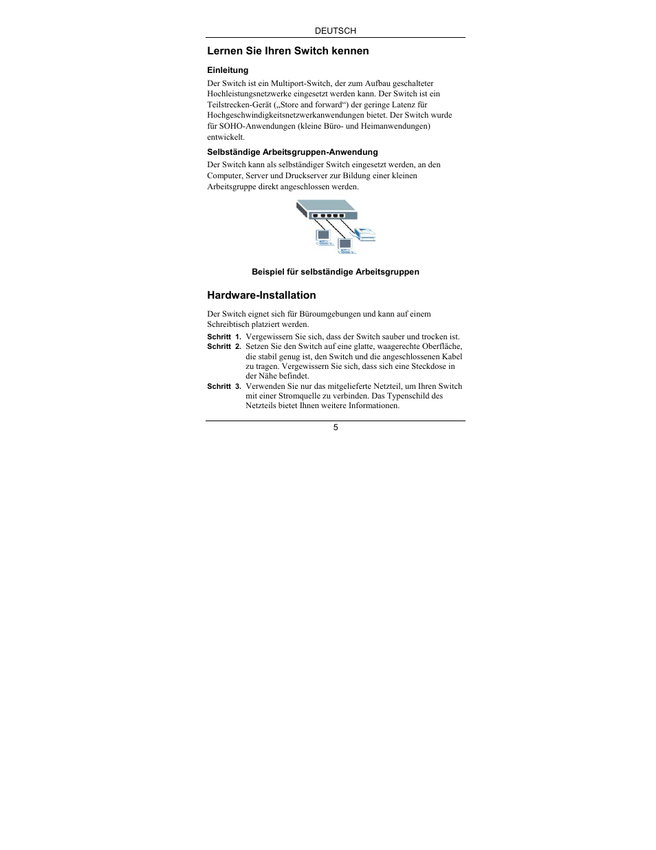 Deutsch | ZyXEL Communications ZyXEL Dimension GS-105A User Manual | Page 11 / 30