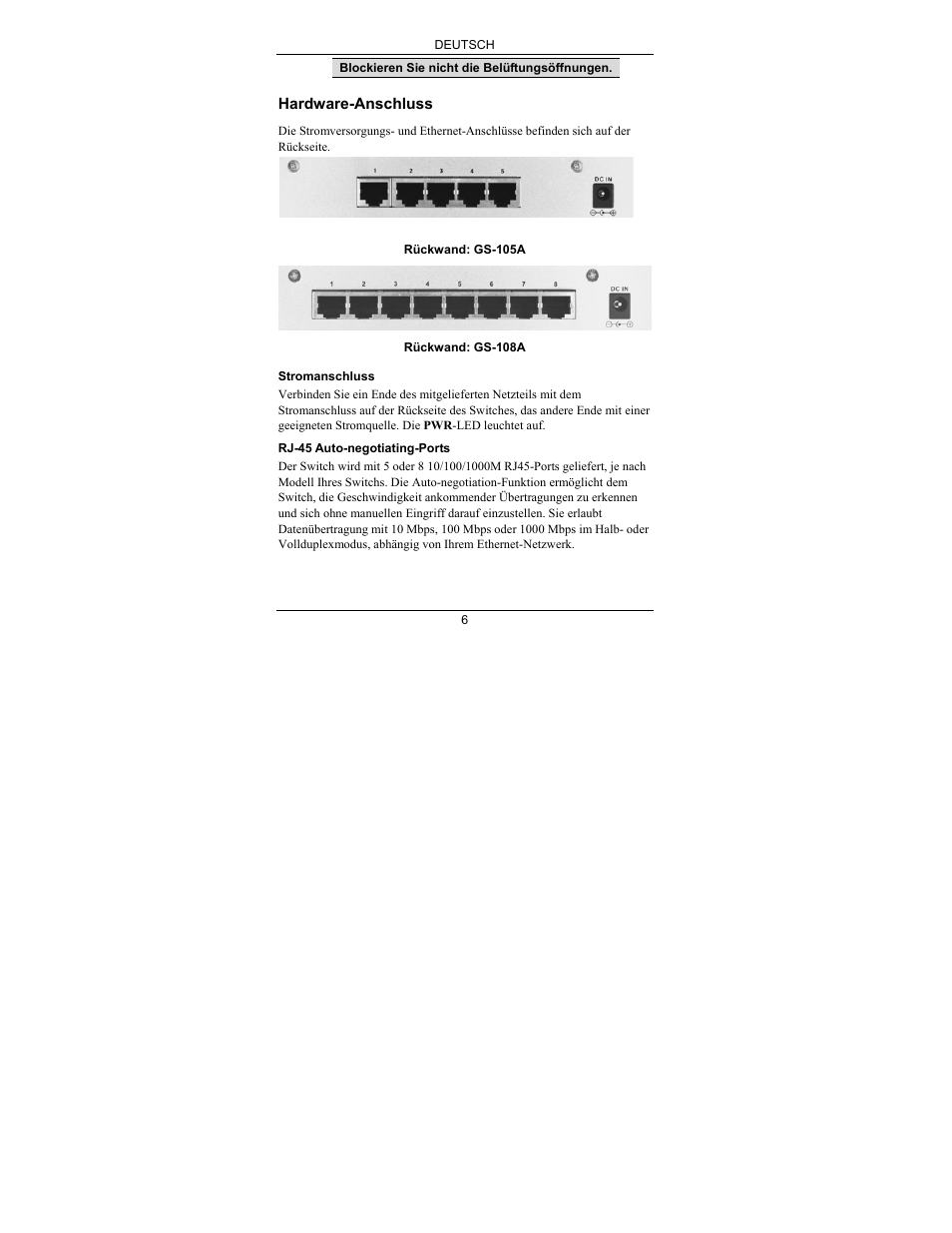 ZyXEL Communications ZyXEL Dimension GS-105A User Manual | Page 12 / 30