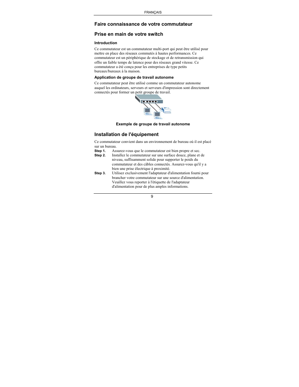 Français | ZyXEL Communications ZyXEL Dimension GS-105A User Manual | Page 15 / 30