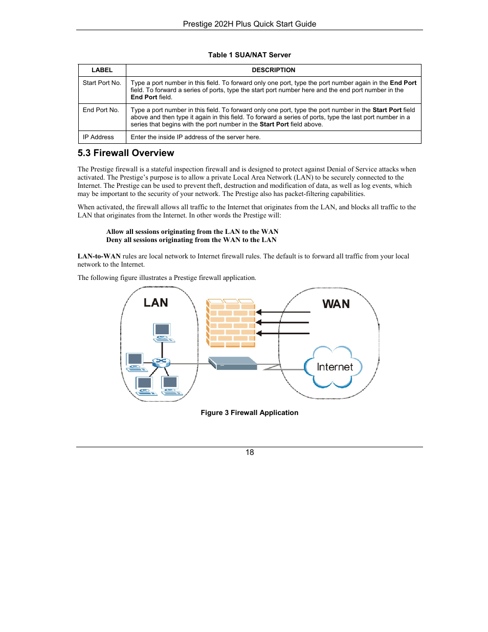 3 firewall overview | ZyXEL Communications ISDN Internet Access Router 202H Plus User Manual | Page 18 / 24