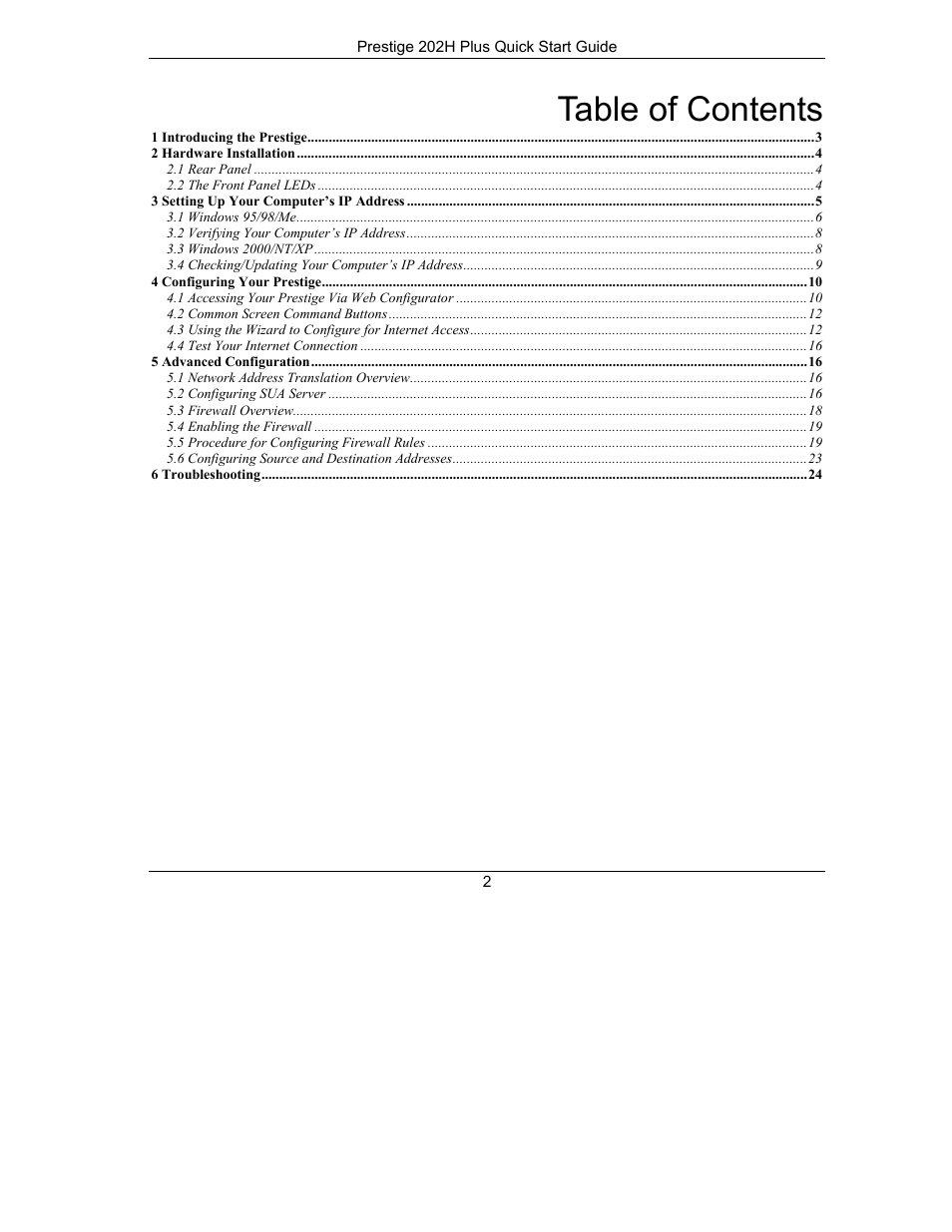 ZyXEL Communications ISDN Internet Access Router 202H Plus User Manual | Page 2 / 24