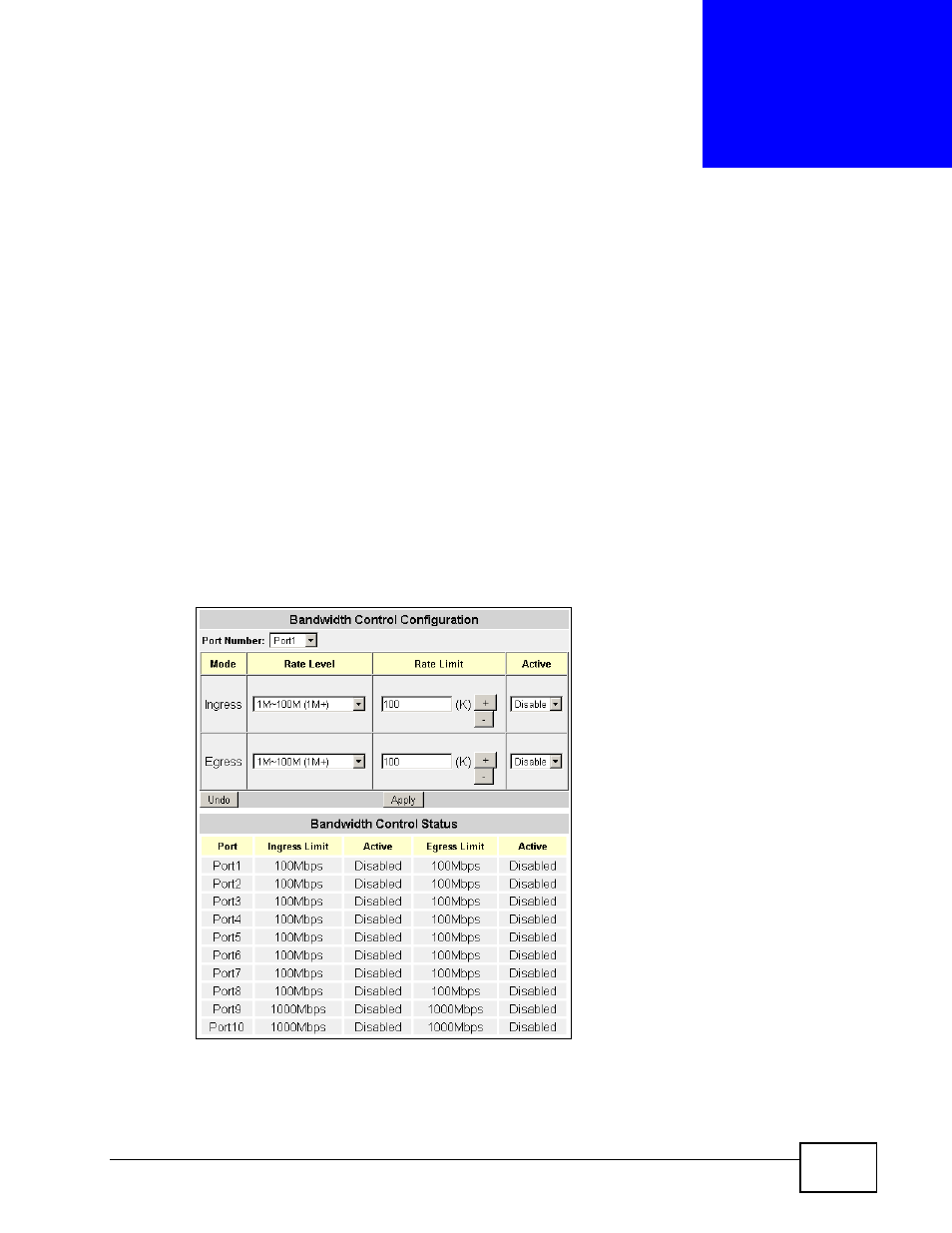 Bandwidth control, 1 overview, 2 bandwidth control setup | Chapter 13 bandwidth control | ZyXEL Communications MES-2110 User Manual | Page 111 / 232