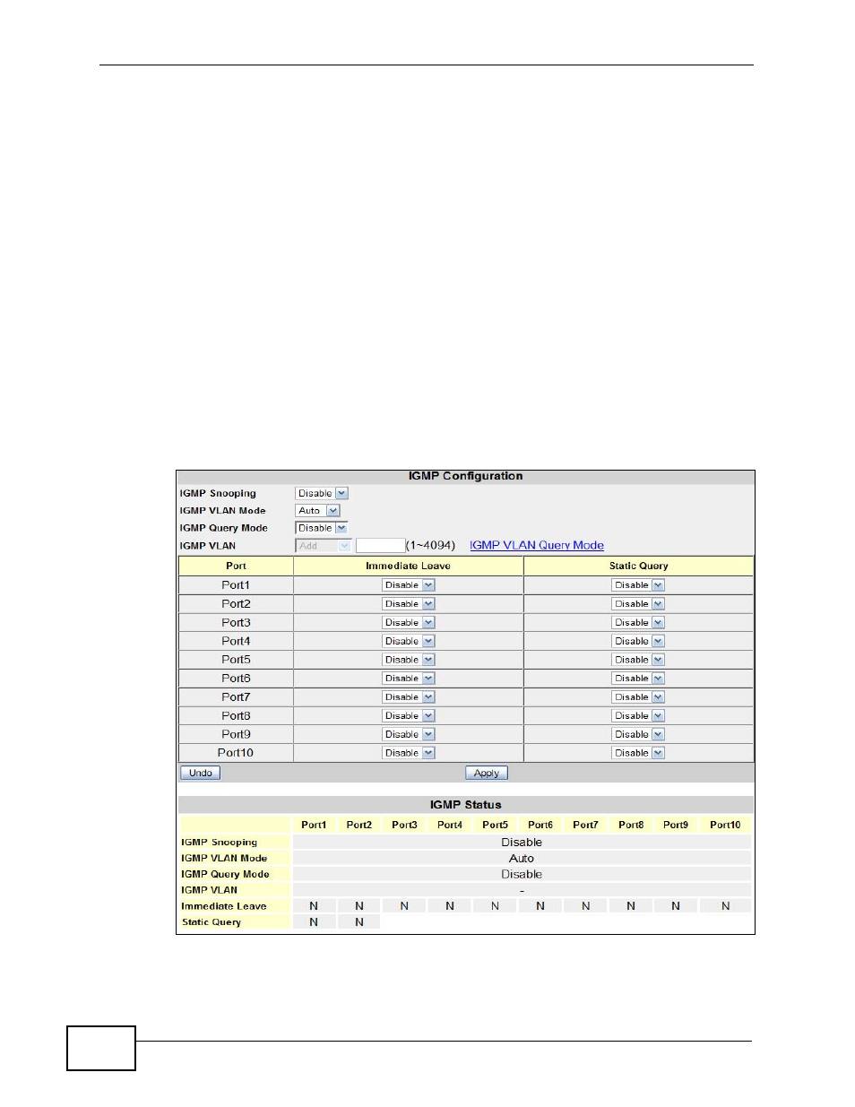 3 igmp snooping and vlans, 2 igmp configuration | ZyXEL Communications MES-2110 User Manual | Page 124 / 232