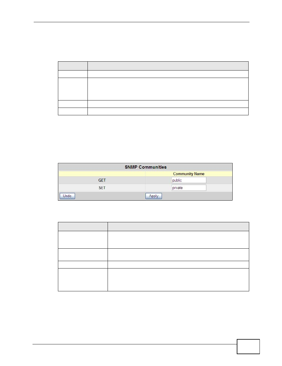 1 the snmp communities screen, 2 the ip trap manager screen | ZyXEL Communications MES-2110 User Manual | Page 167 / 232