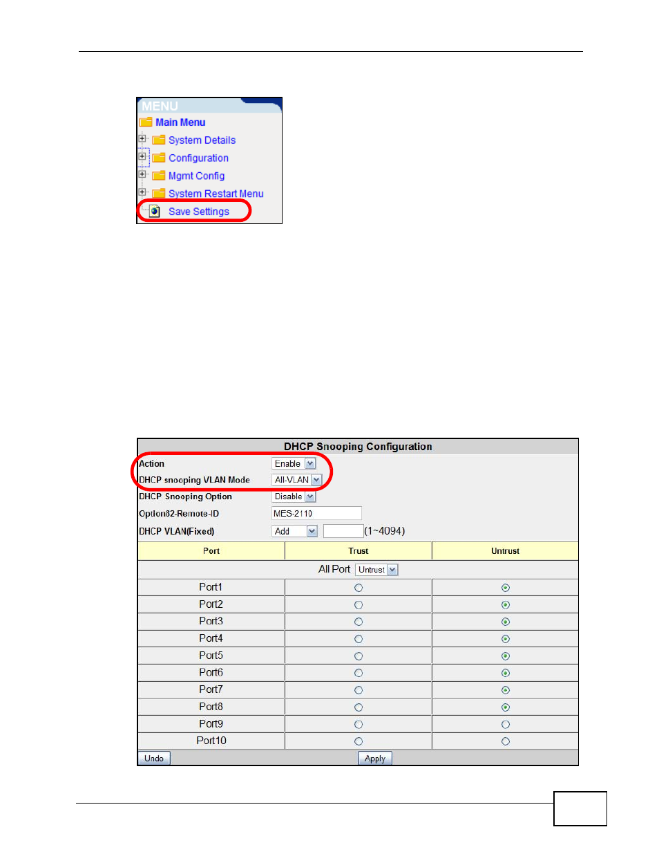 5 untrusted arp inspection | ZyXEL Communications MES-2110 User Manual | Page 45 / 232