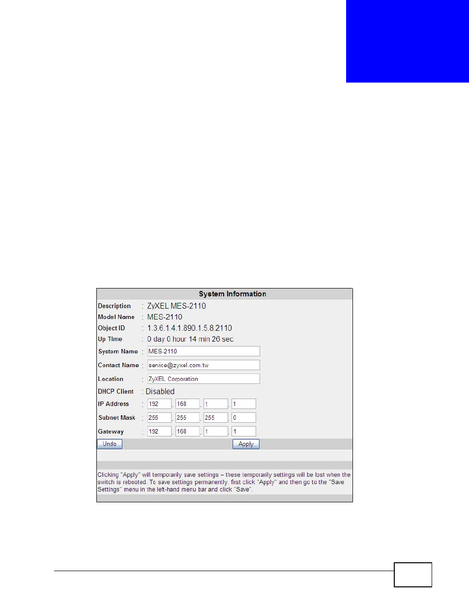 System details, 1 overview, 2 the system information screen | Chapter 6 system details | ZyXEL Communications MES-2110 User Manual | Page 61 / 232