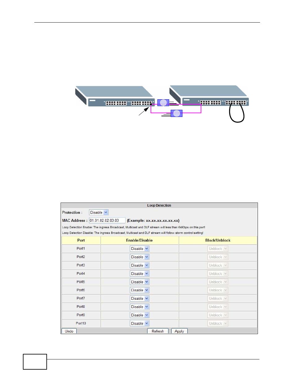 2 the loop detection screen | ZyXEL Communications MES-2110 User Manual | Page 72 / 232