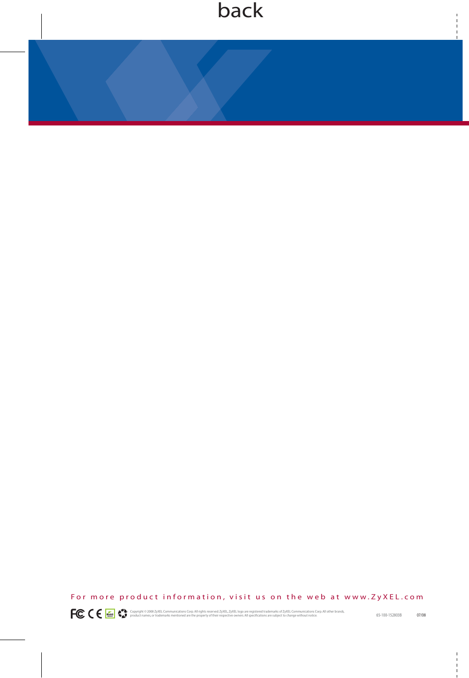 Back | ZyXEL Communications EXTRASMART ES-1528 User Manual | Page 4 / 4