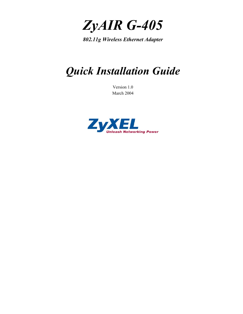 ZyXEL Communications ZyXEL ZyAIR G-405 User Manual | 5 pages