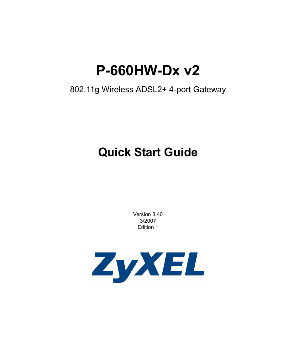ZyXEL Communications P-660HW-Dx v2 User Manual | 11 pages