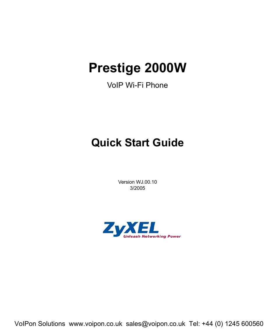 ZyXEL Communications 2000W User Manual | 21 pages