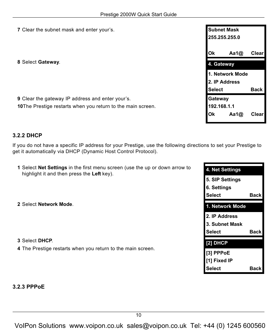 2 dhcp, 3 pppoe | ZyXEL Communications 2000W User Manual | Page 10 / 21