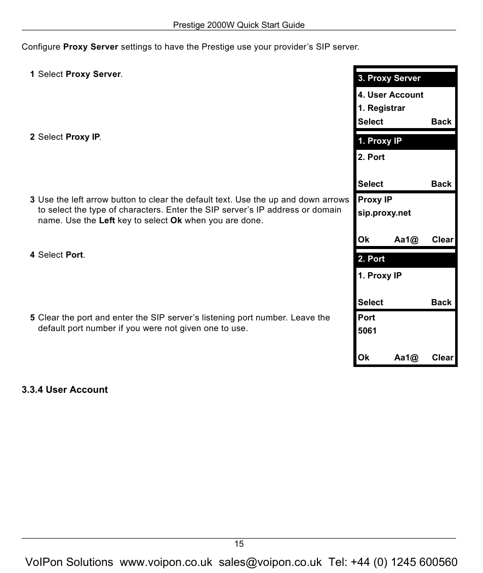 4 user account | ZyXEL Communications 2000W User Manual | Page 15 / 21