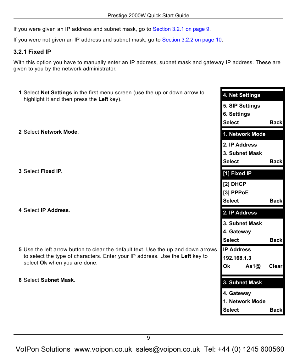 1 fixed ip | ZyXEL Communications 2000W User Manual | Page 9 / 21