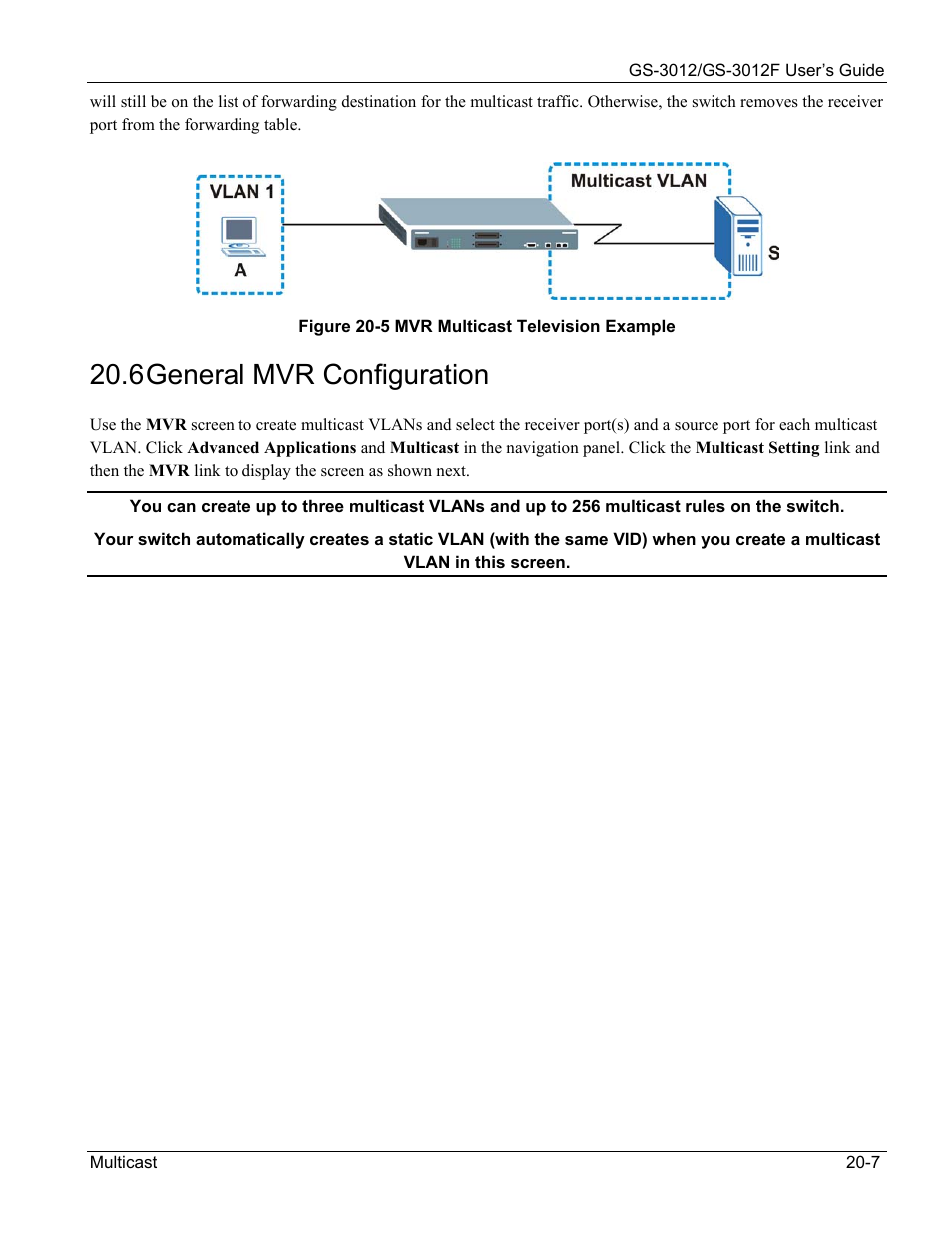 General mvr configuration, 6 general mvr configuration | ZyXEL Communications ZyXEL Dimension GS-3012 User Manual | Page 147 / 259