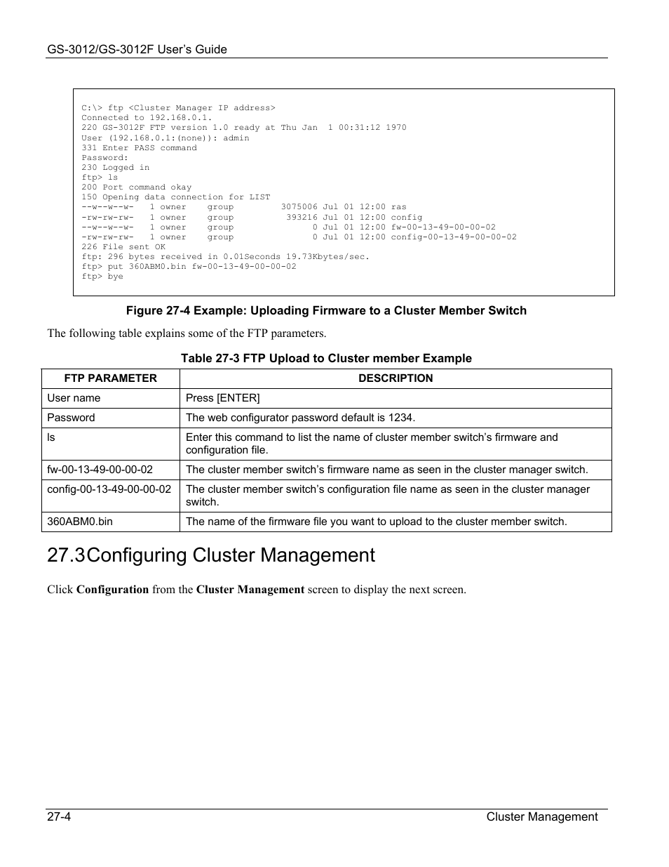 Configuring cluster management, 3 configuring cluster management | ZyXEL Communications ZyXEL Dimension GS-3012 User Manual | Page 186 / 259