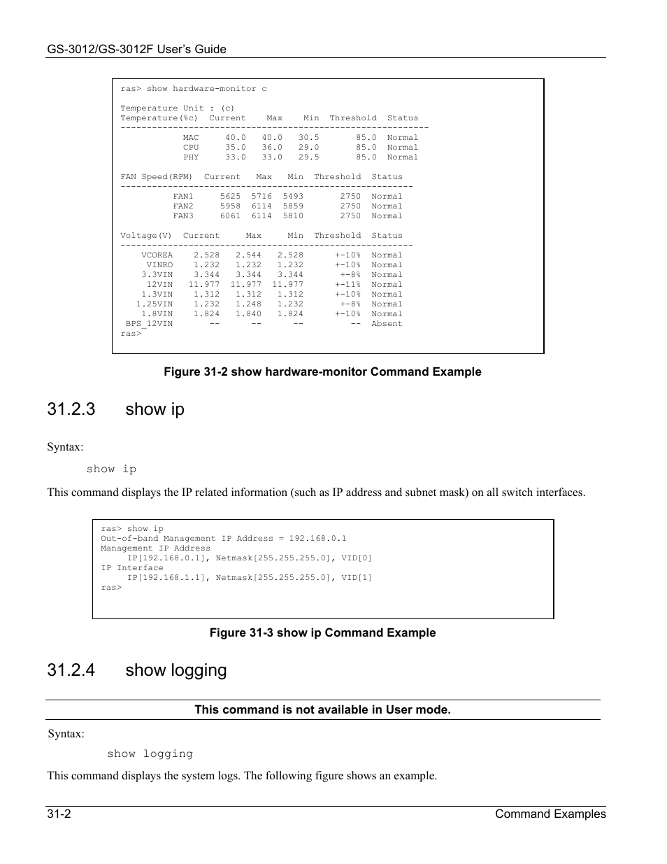 3 show ip, 4 show logging | ZyXEL Communications ZyXEL Dimension GS-3012 User Manual | Page 224 / 259