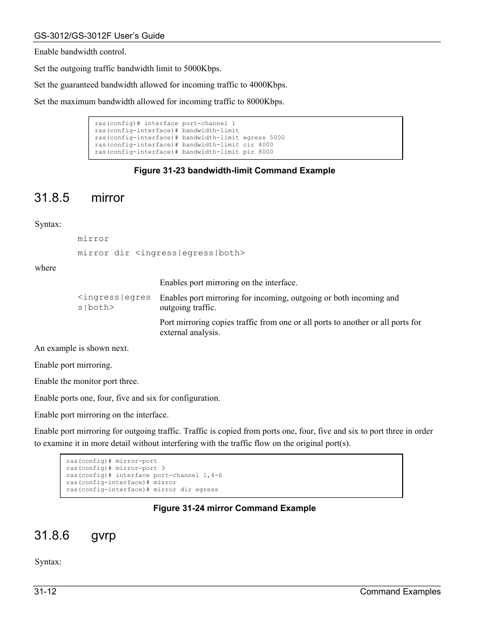5 mirror, 6 gvrp | ZyXEL Communications ZyXEL Dimension GS-3012 User Manual | Page 234 / 259