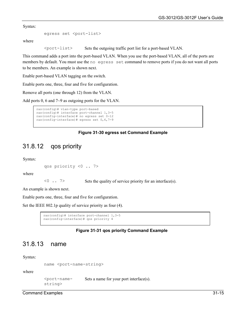 12 qos priority, 13 name | ZyXEL Communications ZyXEL Dimension GS-3012 User Manual | Page 237 / 259