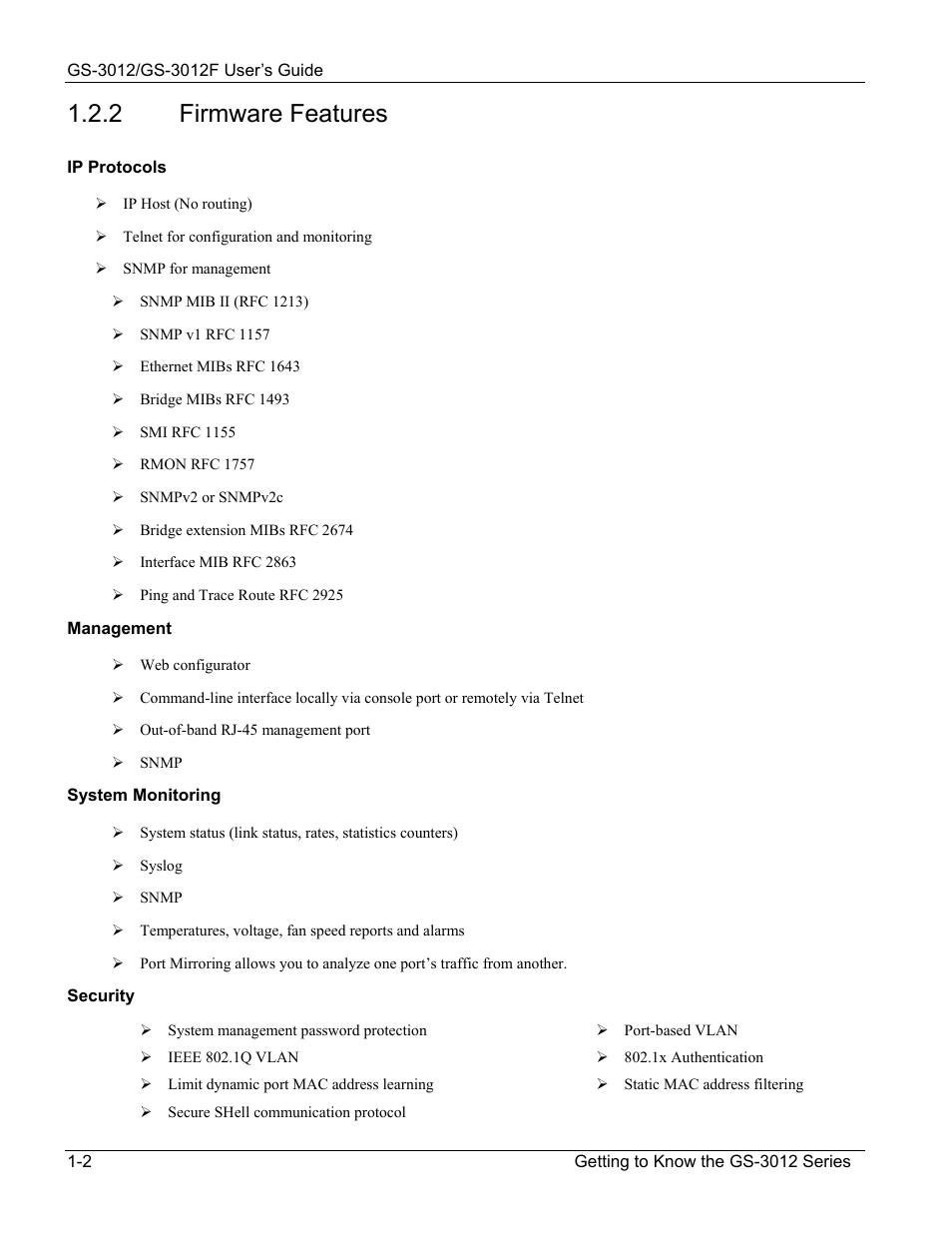 2 firmware features | ZyXEL Communications ZyXEL Dimension GS-3012 User Manual | Page 28 / 259