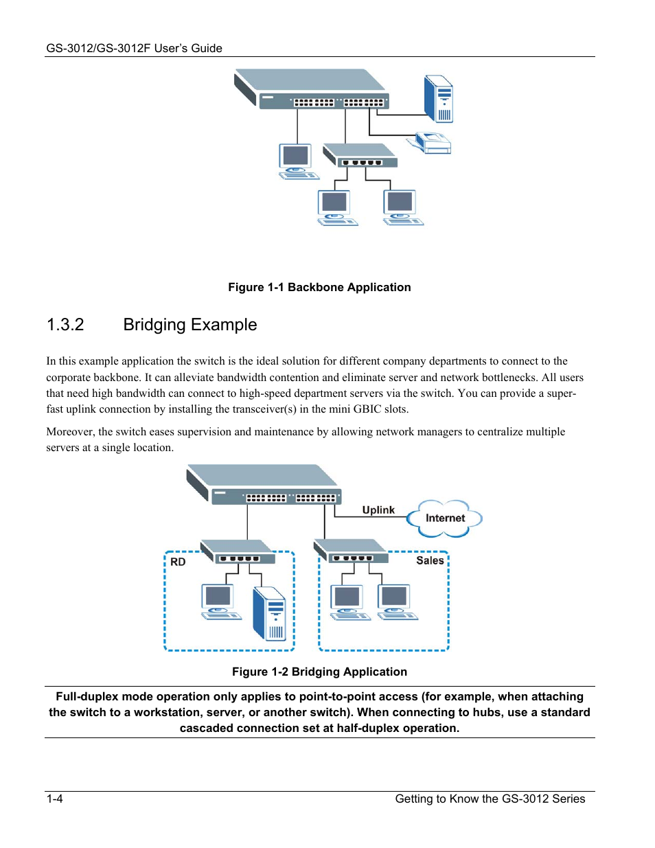 2 bridging example | ZyXEL Communications ZyXEL Dimension GS-3012 User Manual | Page 30 / 259