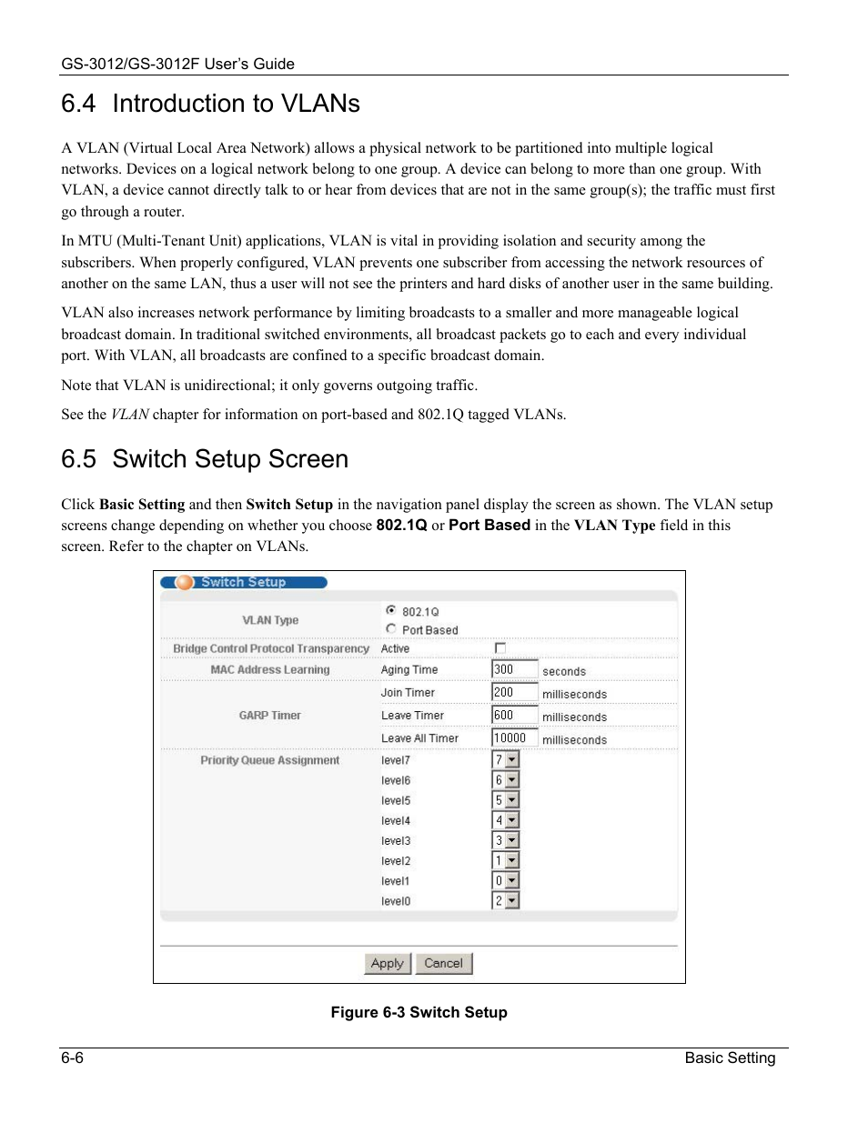 Introduction to vlans, Switch setup screen, 4 introduction to vlans | 5 switch setup screen | ZyXEL Communications ZyXEL Dimension GS-3012 User Manual | Page 70 / 259