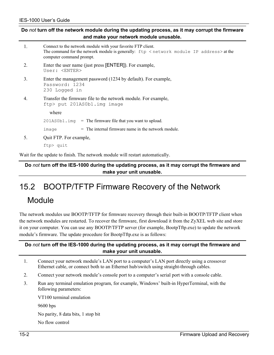 Bootp/tftp firmware recovery of the network module | ZyXEL Communications ZyXEL DMA 1000 User Manual | Page 106 / 120