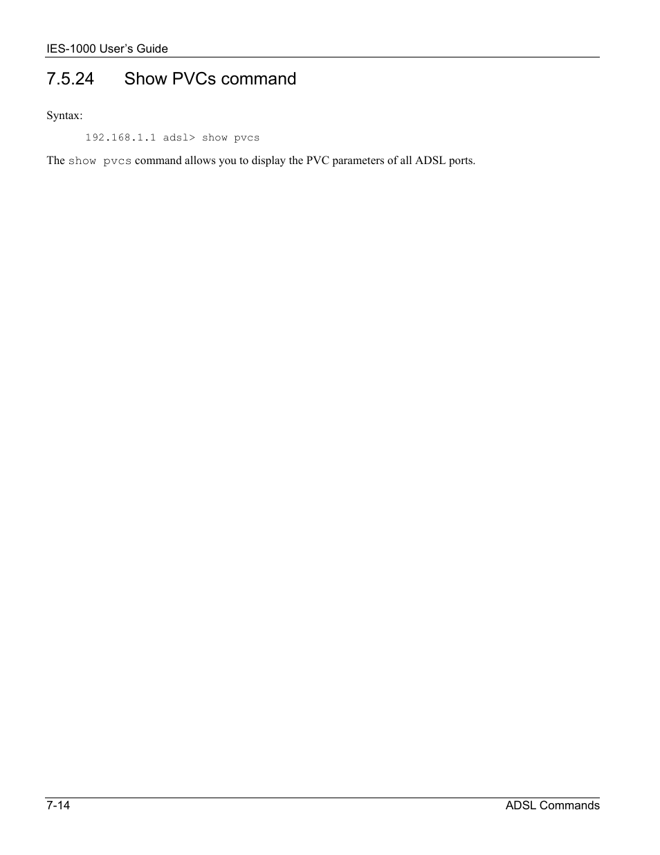 24 show pvcs command | ZyXEL Communications ZyXEL DMA 1000 User Manual | Page 64 / 120
