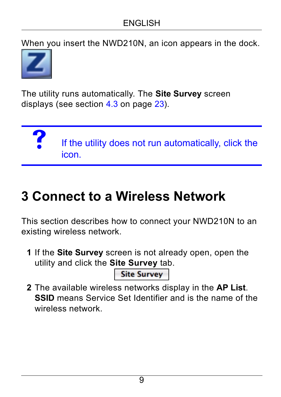 Connect to a wireless network, 3 connect to a wireless network | ZyXEL Communications NWD210N User Manual | Page 10 / 105