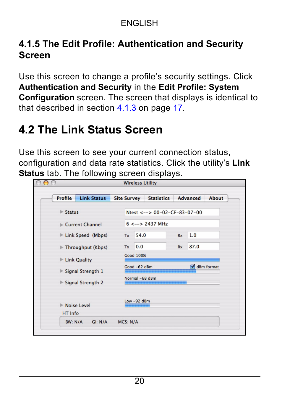 The link status screen, 2 the link status screen | ZyXEL Communications NWD210N User Manual | Page 21 / 105