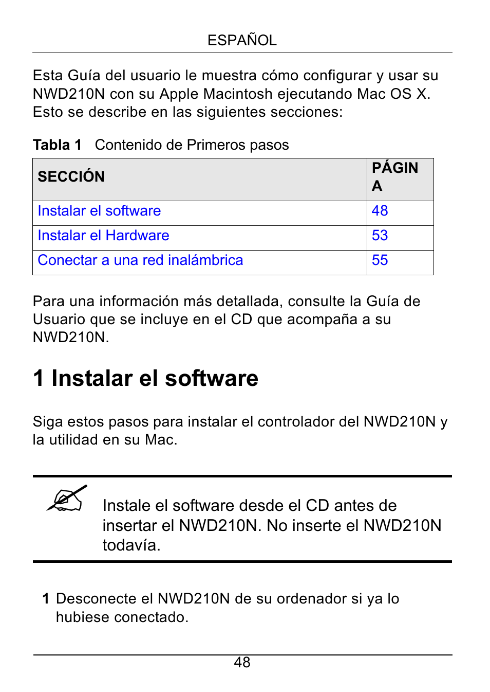 1 instalar el software | ZyXEL Communications NWD210N User Manual | Page 49 / 105