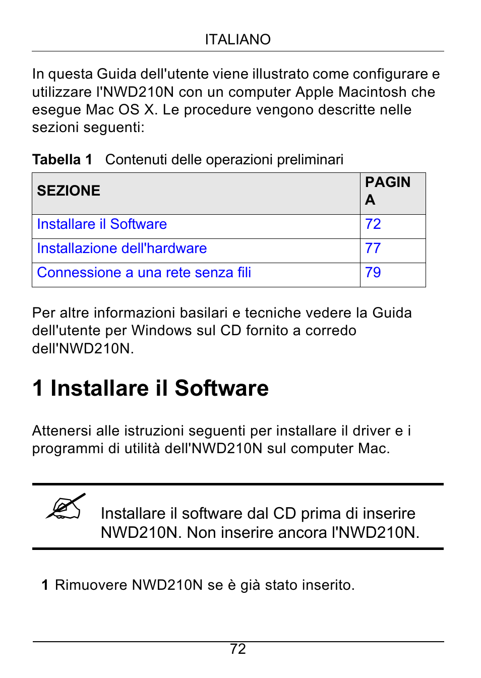 1 installare il software | ZyXEL Communications NWD210N User Manual | Page 73 / 105