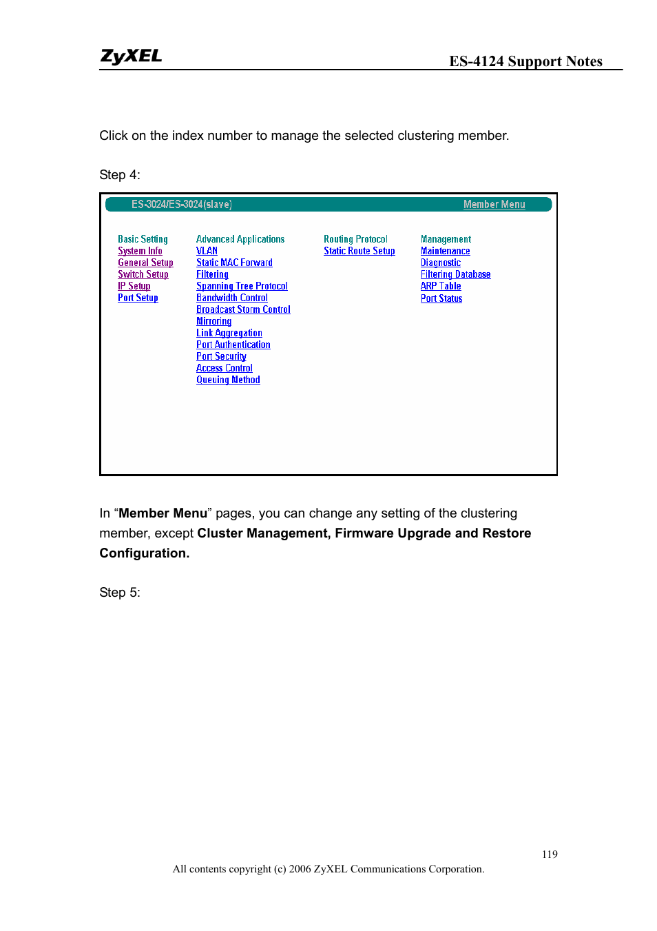 ZyXEL Communications ZyXEL Dimension ES-4124 User Manual | Page 119 / 135