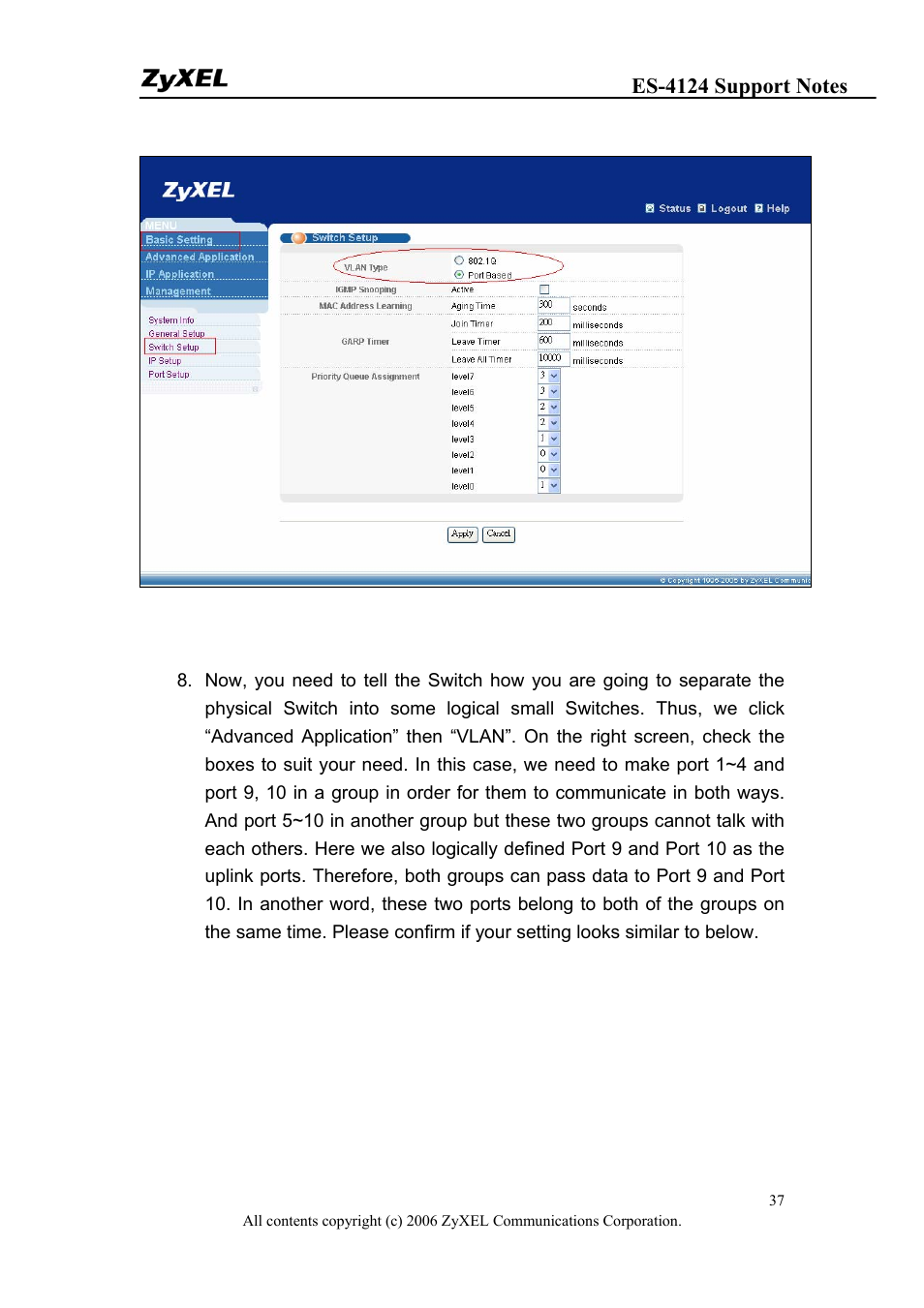 ZyXEL Communications ZyXEL Dimension ES-4124 User Manual | Page 37 / 135