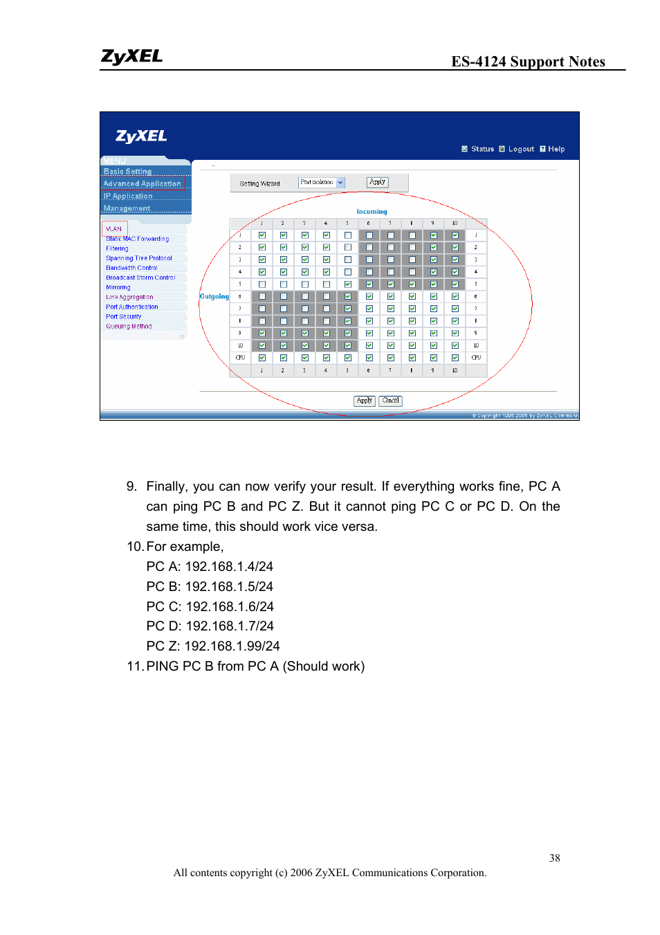 ZyXEL Communications ZyXEL Dimension ES-4124 User Manual | Page 38 / 135