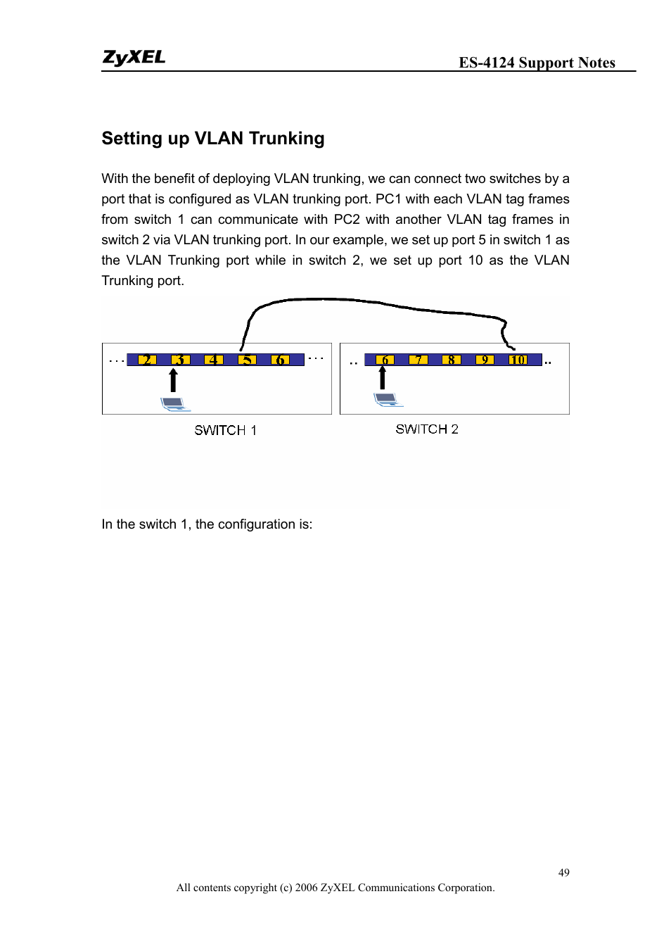 Setting up vlan trunking | ZyXEL Communications ZyXEL Dimension ES-4124 User Manual | Page 49 / 135