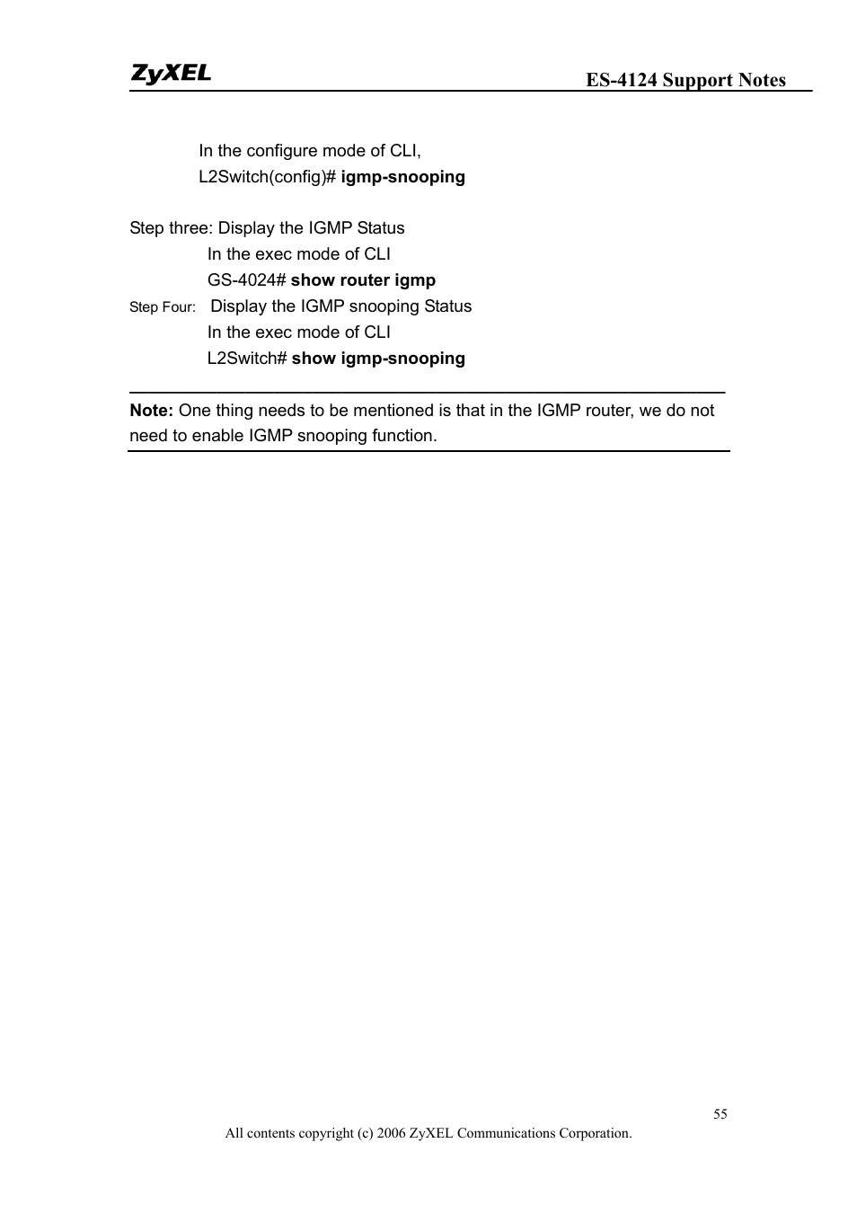 ZyXEL Communications ZyXEL Dimension ES-4124 User Manual | Page 55 / 135
