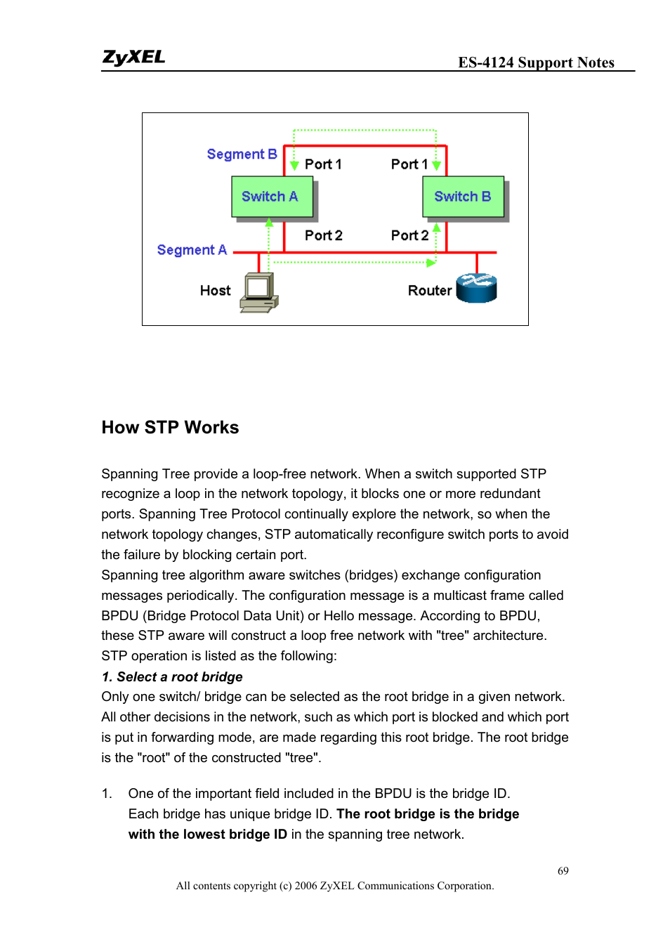 How stp works | ZyXEL Communications ZyXEL Dimension ES-4124 User Manual | Page 69 / 135