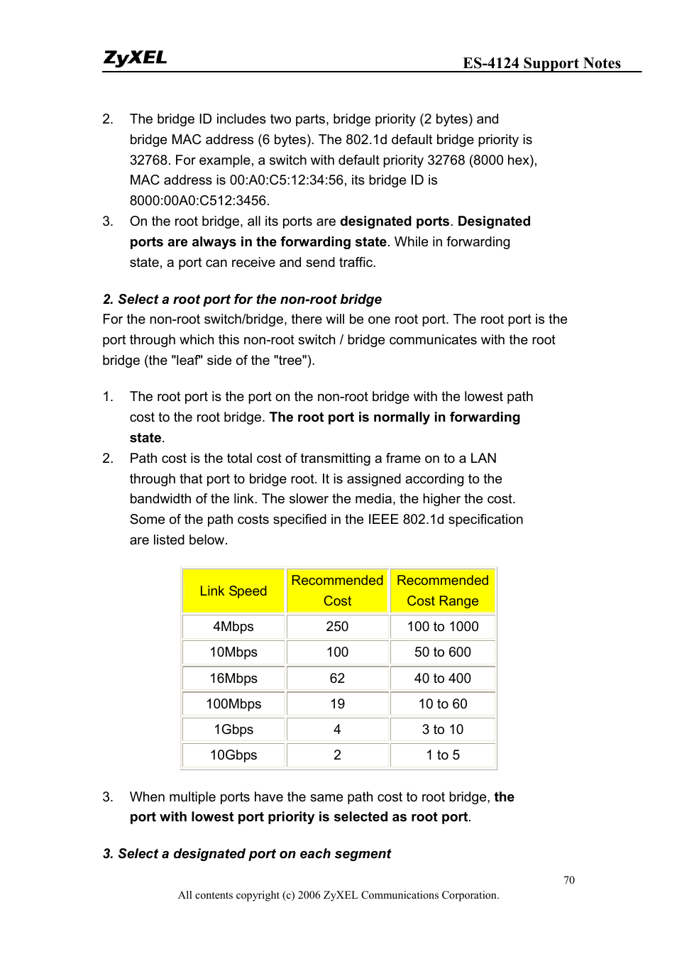 ZyXEL Communications ZyXEL Dimension ES-4124 User Manual | Page 70 / 135