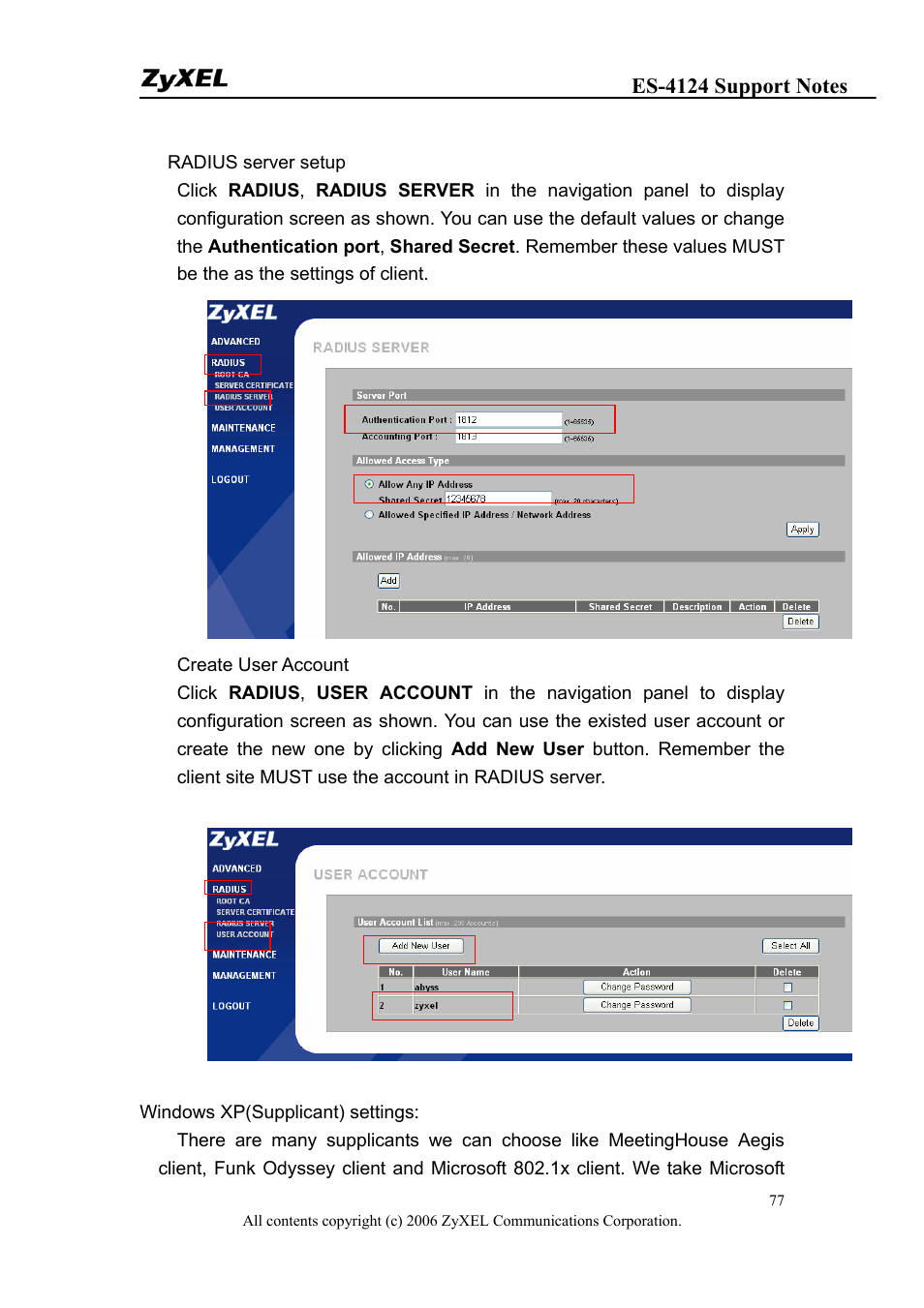ZyXEL Communications ZyXEL Dimension ES-4124 User Manual | Page 77 / 135
