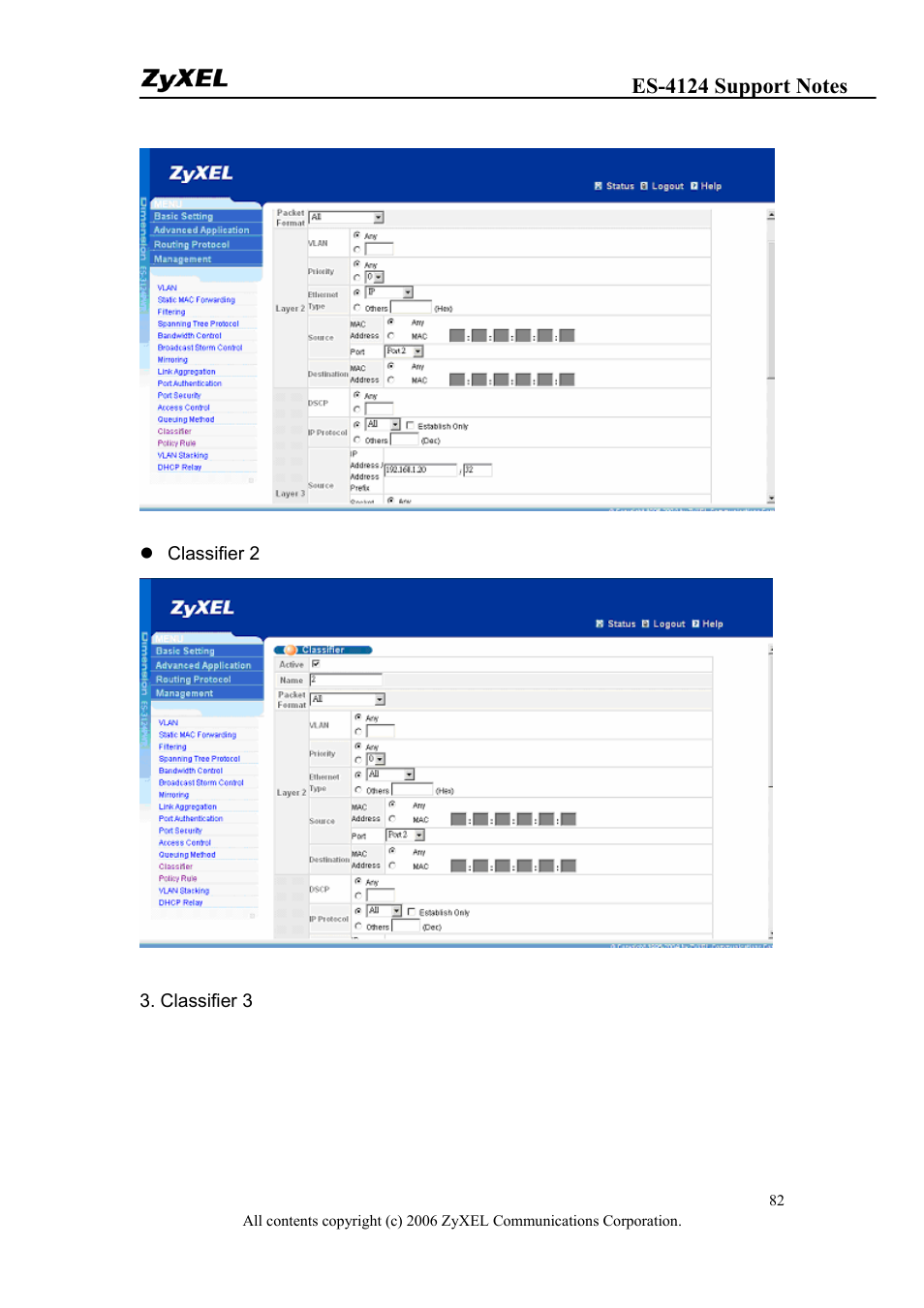 ZyXEL Communications ZyXEL Dimension ES-4124 User Manual | Page 82 / 135