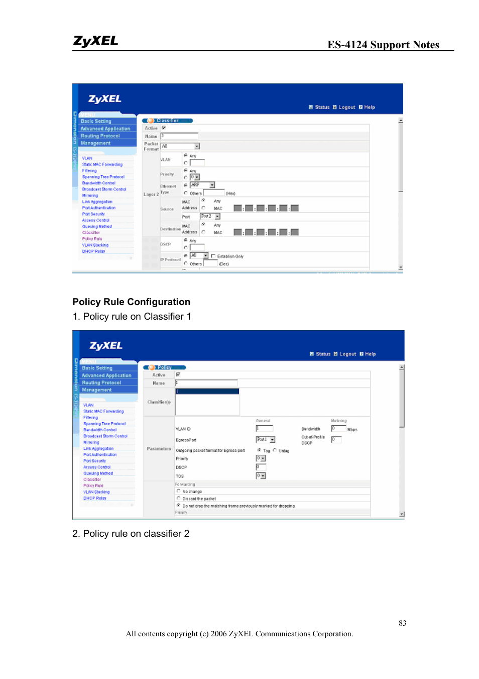 ZyXEL Communications ZyXEL Dimension ES-4124 User Manual | Page 83 / 135