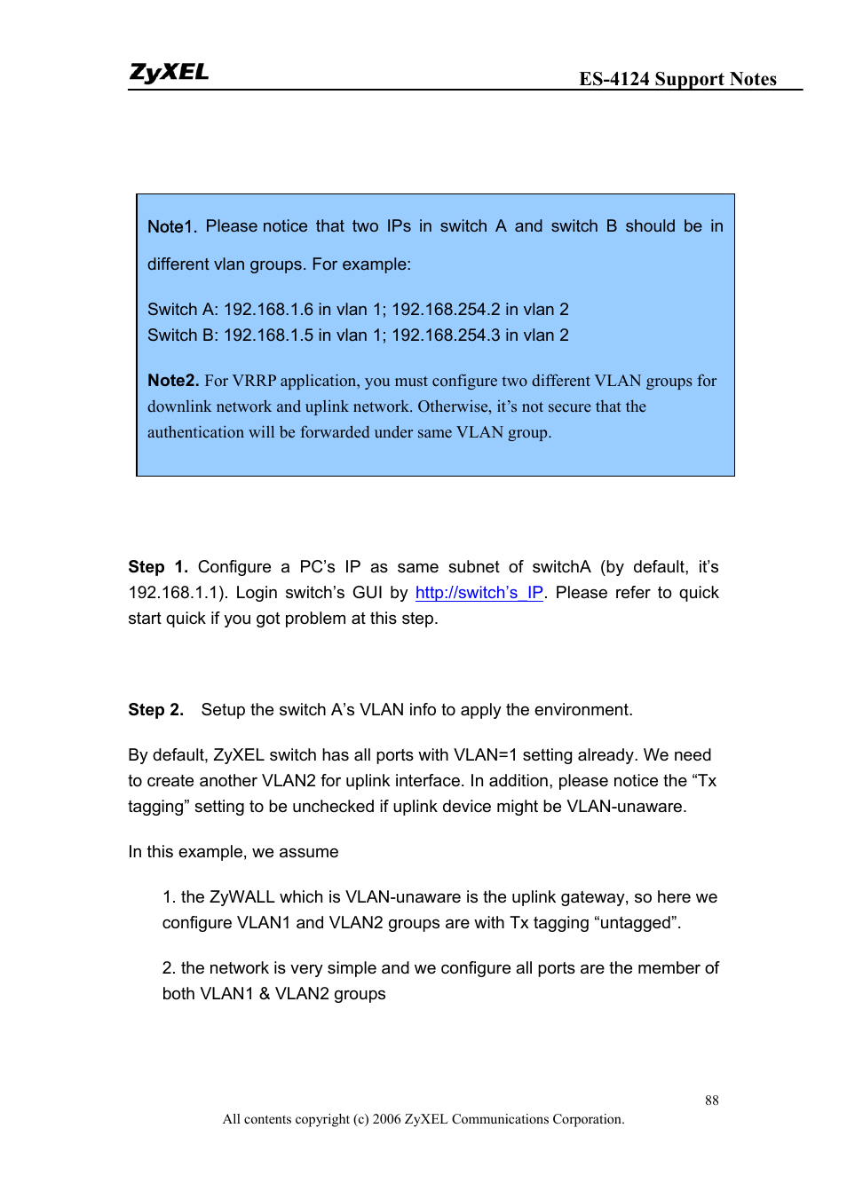 ZyXEL Communications ZyXEL Dimension ES-4124 User Manual | Page 88 / 135