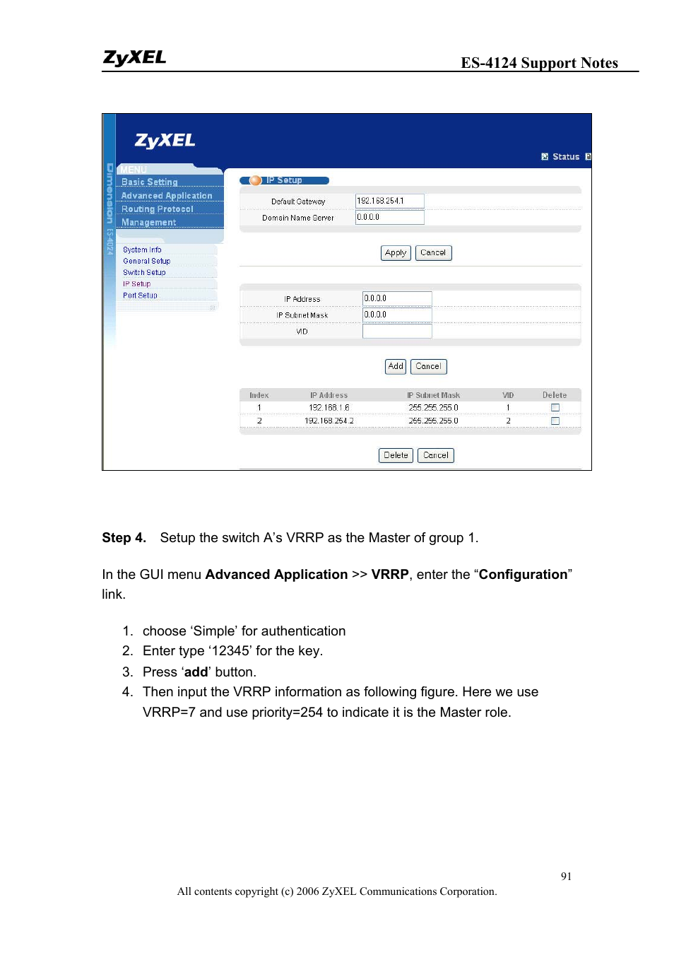 ZyXEL Communications ZyXEL Dimension ES-4124 User Manual | Page 91 / 135