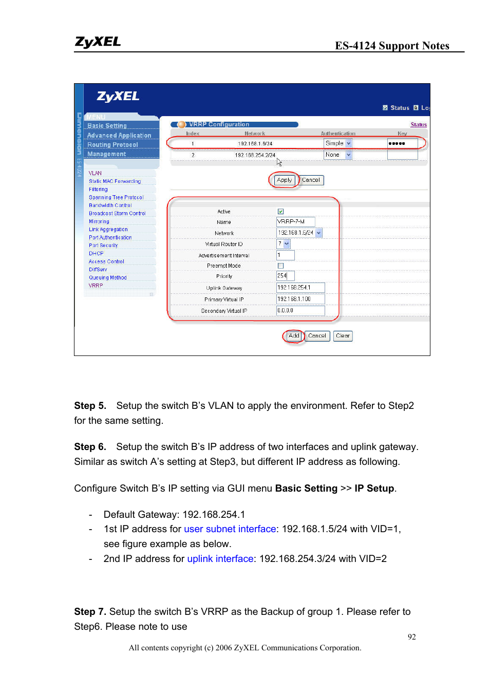 ZyXEL Communications ZyXEL Dimension ES-4124 User Manual | Page 92 / 135