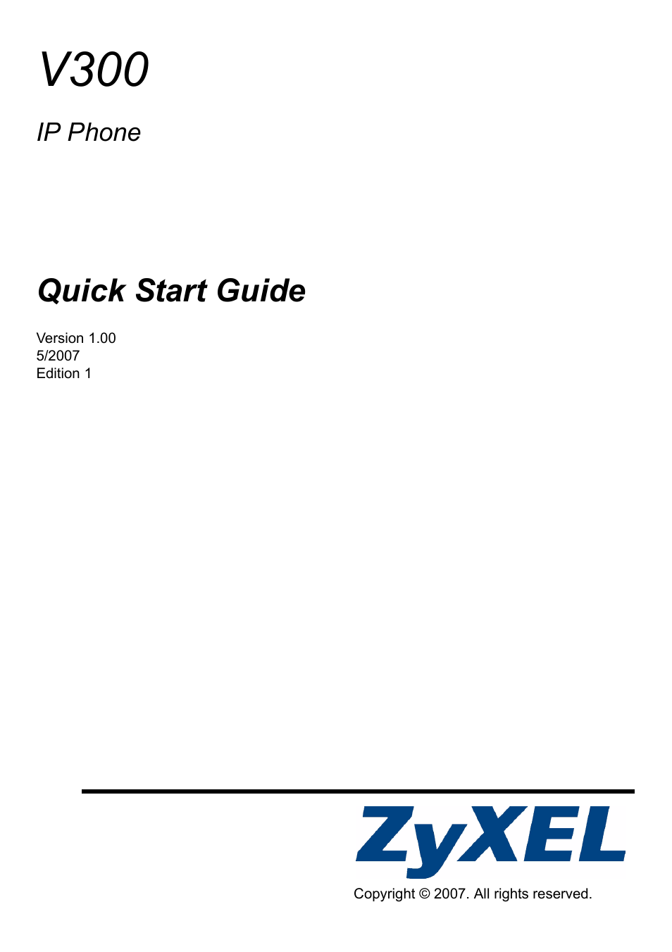 ZyXEL Communications V300-T1 User Manual | 13 pages