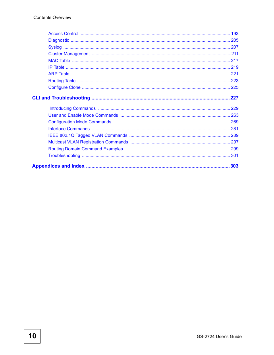 ZyXEL Communications GS-2724 User Manual | Page 10 / 348