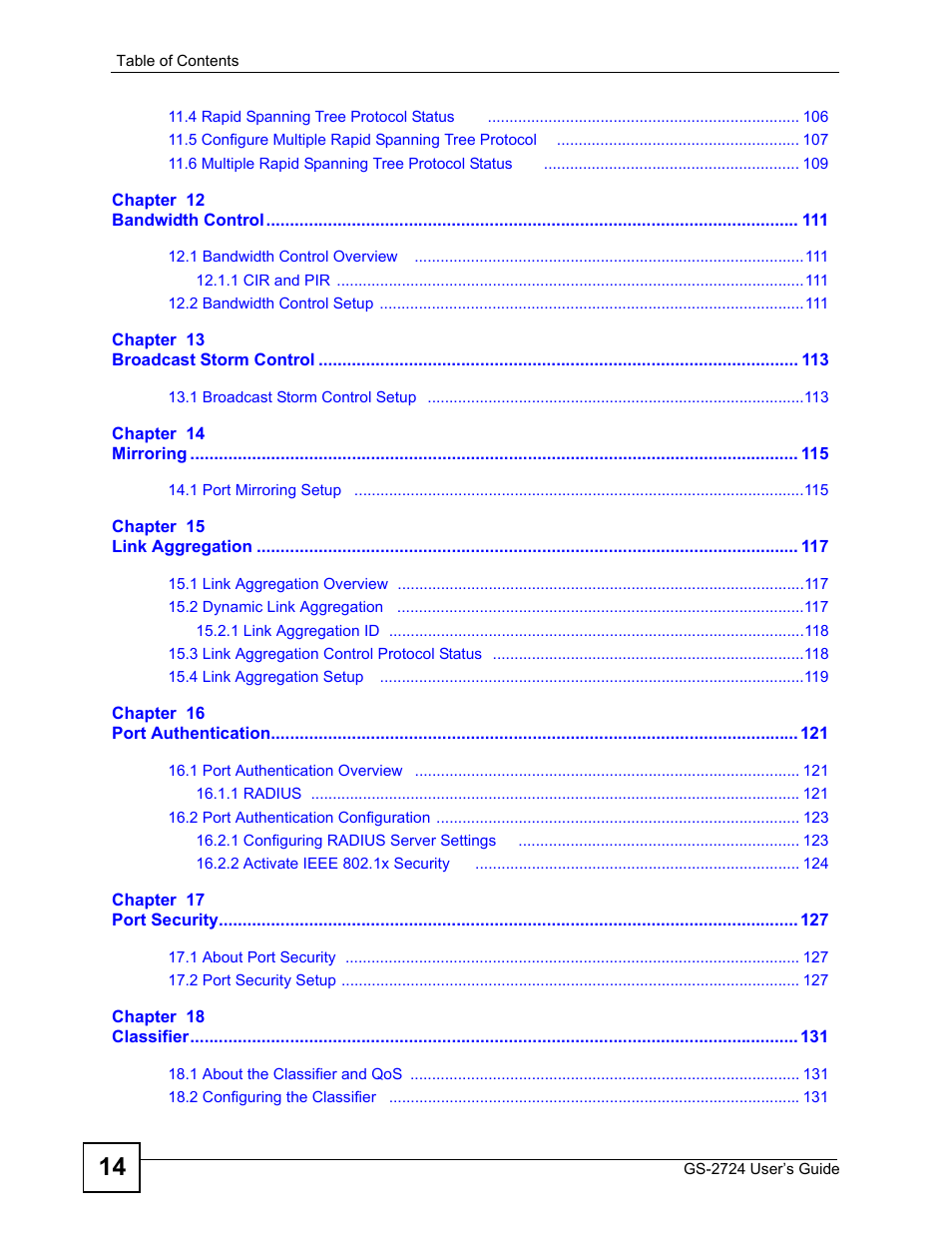 ZyXEL Communications GS-2724 User Manual | Page 14 / 348