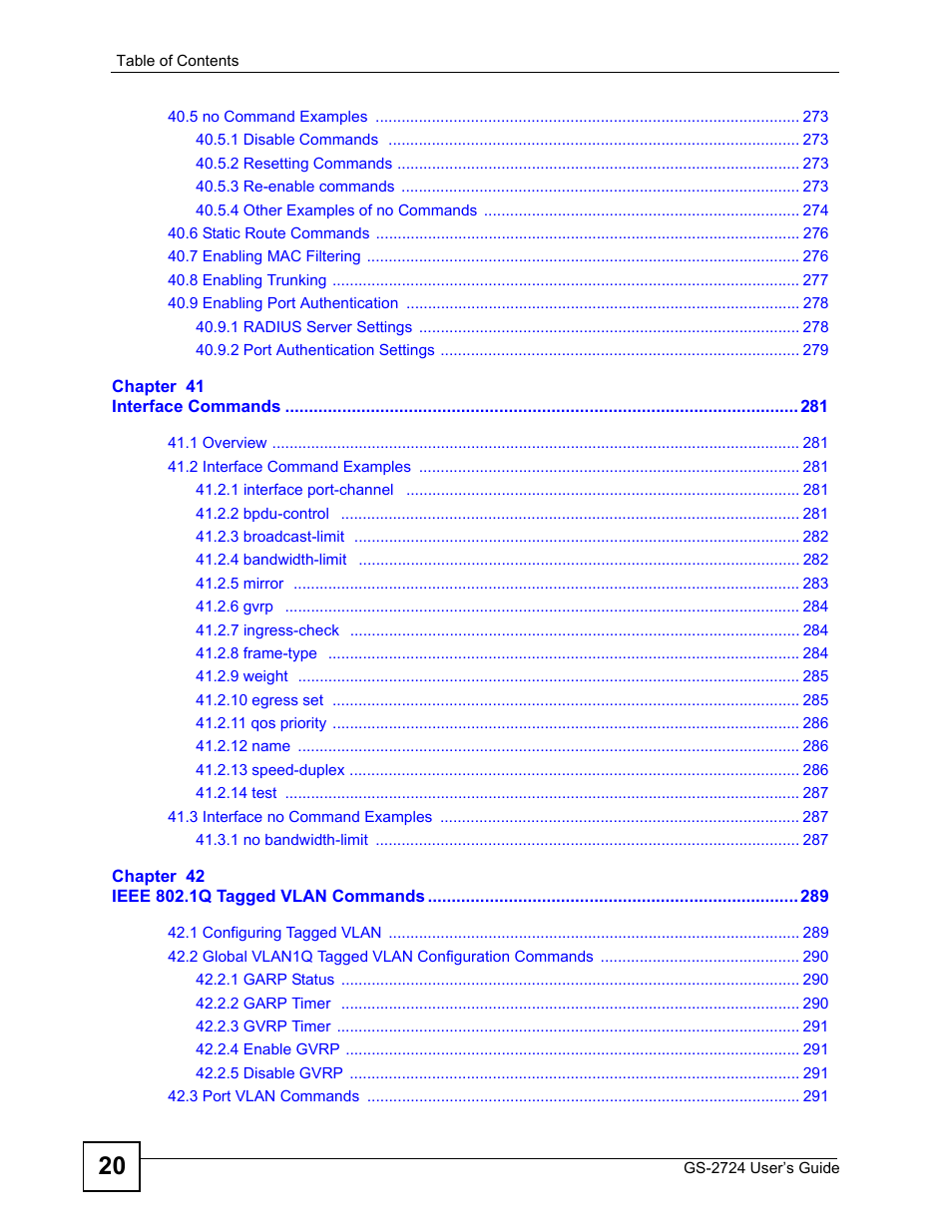 ZyXEL Communications GS-2724 User Manual | Page 20 / 348